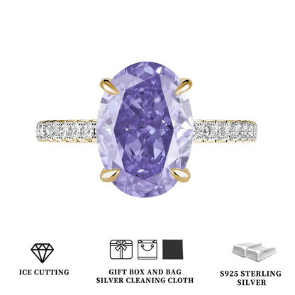 Silver Tanzanite Ring – Mint Green Oval Tanzanite with Ice-Cut Zircon Accents for Women, Elegant Jewelry, Special Occasions and Gifts