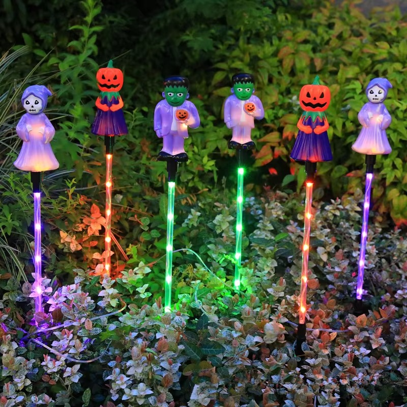 Solar Halloween Lawn Lights – 6-Piece LED Pumpkin & Ghost Garden Decorations for Outdoor Yards, Pathways, Lawns and Holiday Displays
