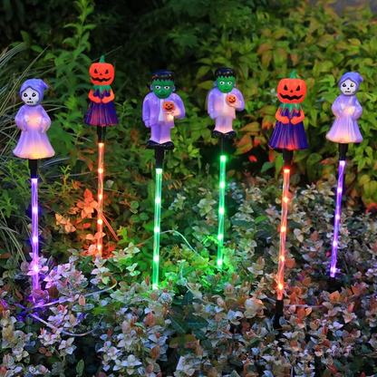 Solar Halloween Lawn Lights – 6-Piece LED Pumpkin & Ghost Garden Decorations for Outdoor Yards, Pathways, Lawns and Holiday Displays
