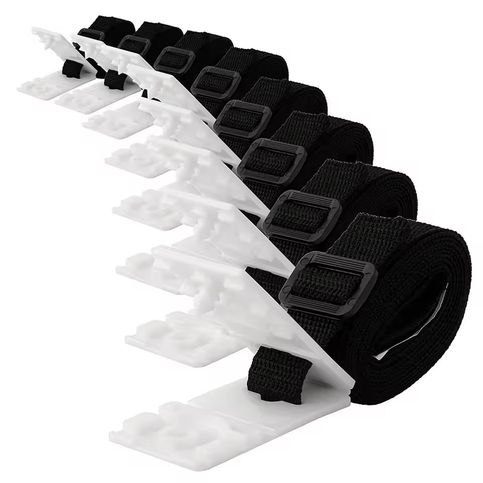 Swimming Pool Cover Reel Strap Kit – 8-Piece Adjustable Attachment Straps & Clips for Solar Cover Rollers, Storage Spools and Pool Covers