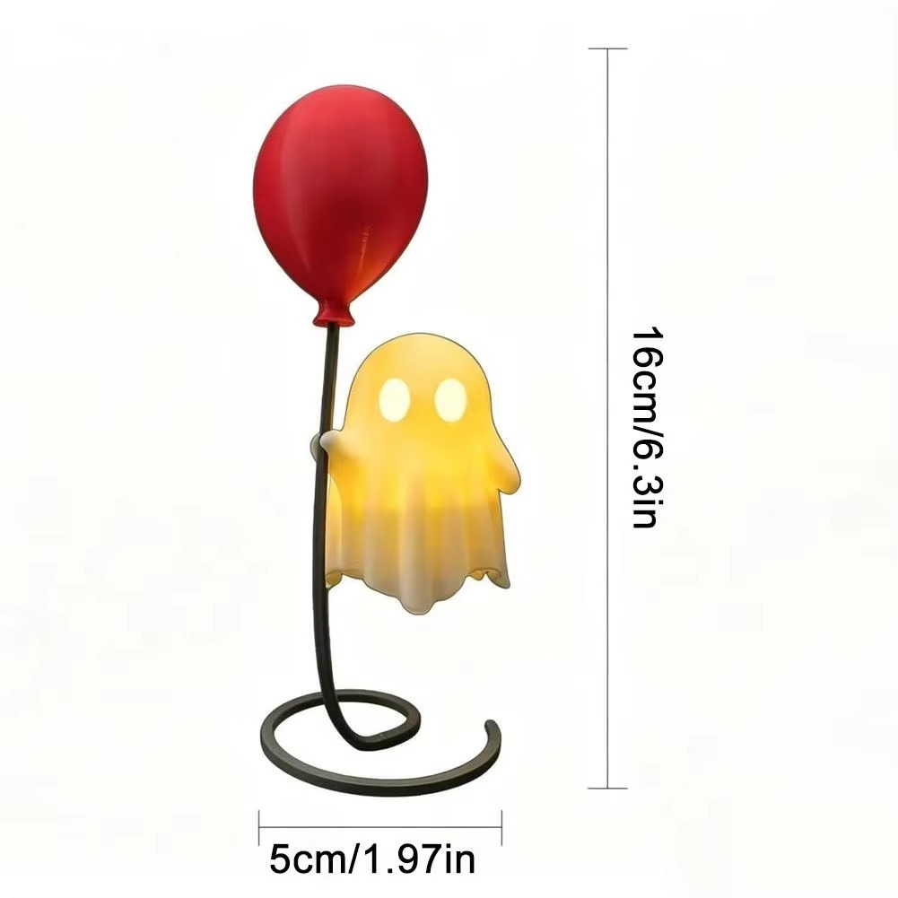 Spooky Ghost LED Night Light – Cute Halloween Ghost Ornament for Courtyard, Study Desk, Bedroom, Party and Indoor Holiday Decoration