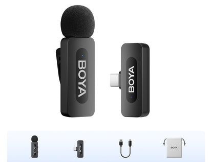 Wireless Lavalier Lapel Microphone – Rechargeable Noise-Cancelling Clip-On Mic for iPhone, Android, Camera, Live Streaming & Vlogging