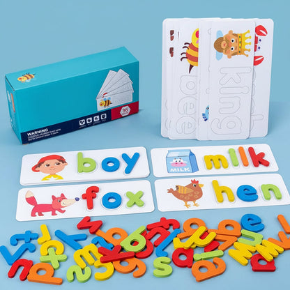 Wooden Alphabet Learning Toy - Educational Spelling Activity Set for Preschool Literacy and Cognitive Development