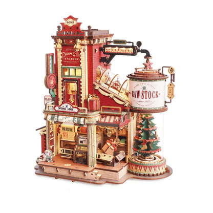 Christmas Dream Gift Factory Puzzle Music Box – 3D Wooden Puzzle Kit, Perfect Holiday Gift for Kids, Adults & Collectors