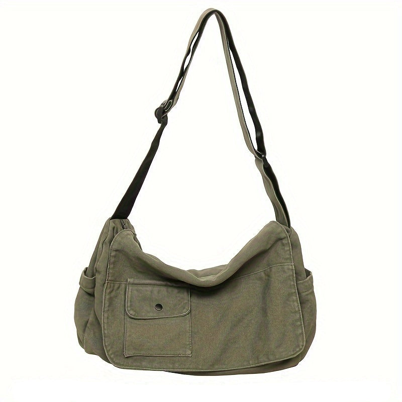 Casual Canvas Messenger Bag – Versatile Large-Capacity Flip Shoulder Book Bag for Students, Adjustable Unisex Crossbody Bag for School & Daily Use