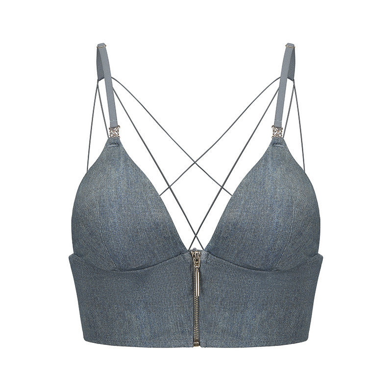 French Triangle Cup Seamless Bra – Beautiful Back Design with Thin Straps, Front Closure, and Smooth Everyday Comfort