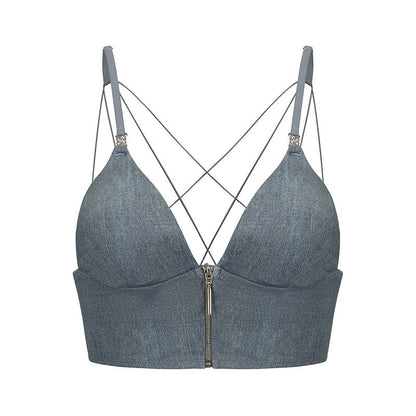 French Triangle Cup Seamless Bra – Beautiful Back Design with Thin Straps, Front Closure, and Smooth Everyday Comfort