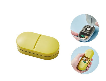 Compact Pill Cutter & Storage Box – Dustproof Tablet Organizer with Divider for Travel, Medicine & Daily Use