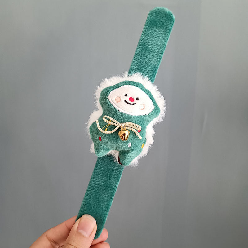 Christmas Plush Clap Bracelet Set – Cute Elk & Snowman Slap Wrist Bands for Kids, Holiday Gifts, Games & New Year Decorations