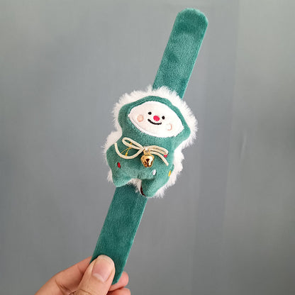 Christmas Plush Clap Bracelet Set – Cute Elk & Snowman Slap Wrist Bands for Kids, Holiday Gifts, Games & New Year Decorations