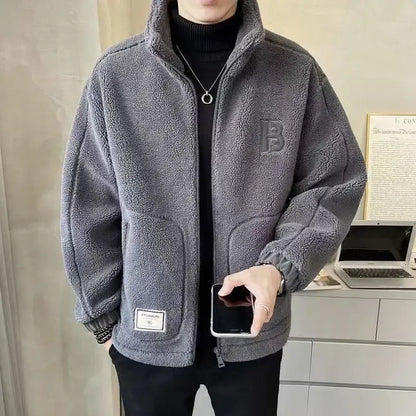 Men’s Thick Faux Wool Jacket – Cashmere Cotton Winter Coat for Casual Sportswear, Warm Daily Outfits, Holiday Season Fashion, Christmas Sale Style