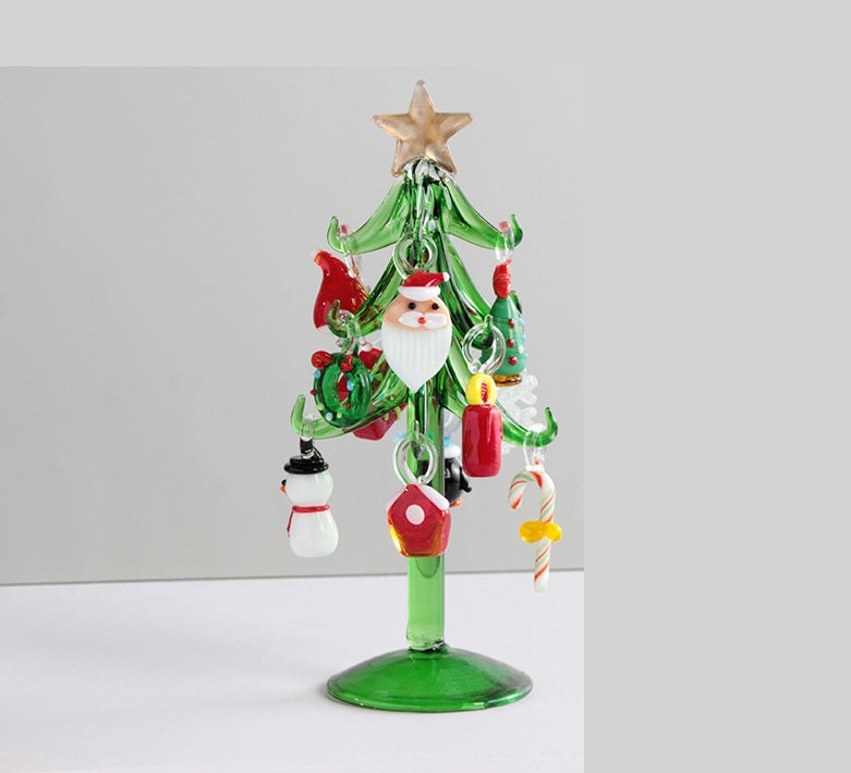 Handmade Murano Glass Christmas Tree Figurine – 15cm Ornament for Home Décor, Collectibles & Elegant Holiday Gift Giving