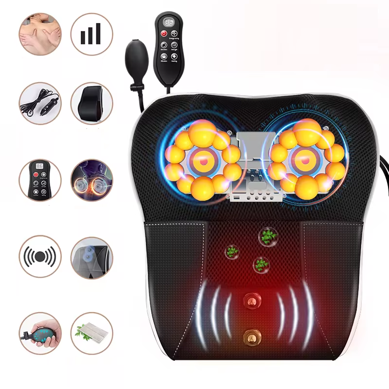 Heated Massage Pillow Cushion – Electric Full Body Massager with Remote Control for Neck, Waist, Back, and Shoulder Relief