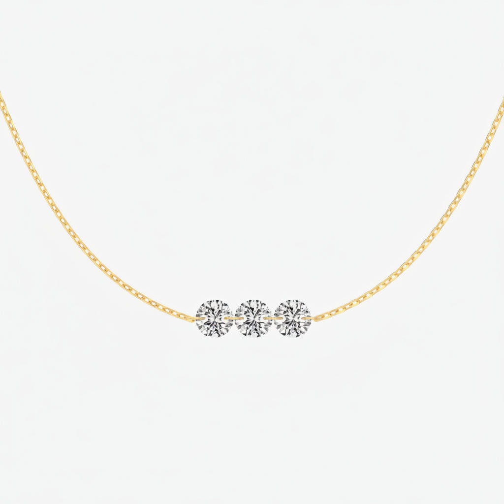 Genuine S925 Silver Zircon Necklace – Three Sparkling Stones with Adjustable Sliding Length for Minimalist Luxury Styling and Elegant Men’s or Women’s Jewelry