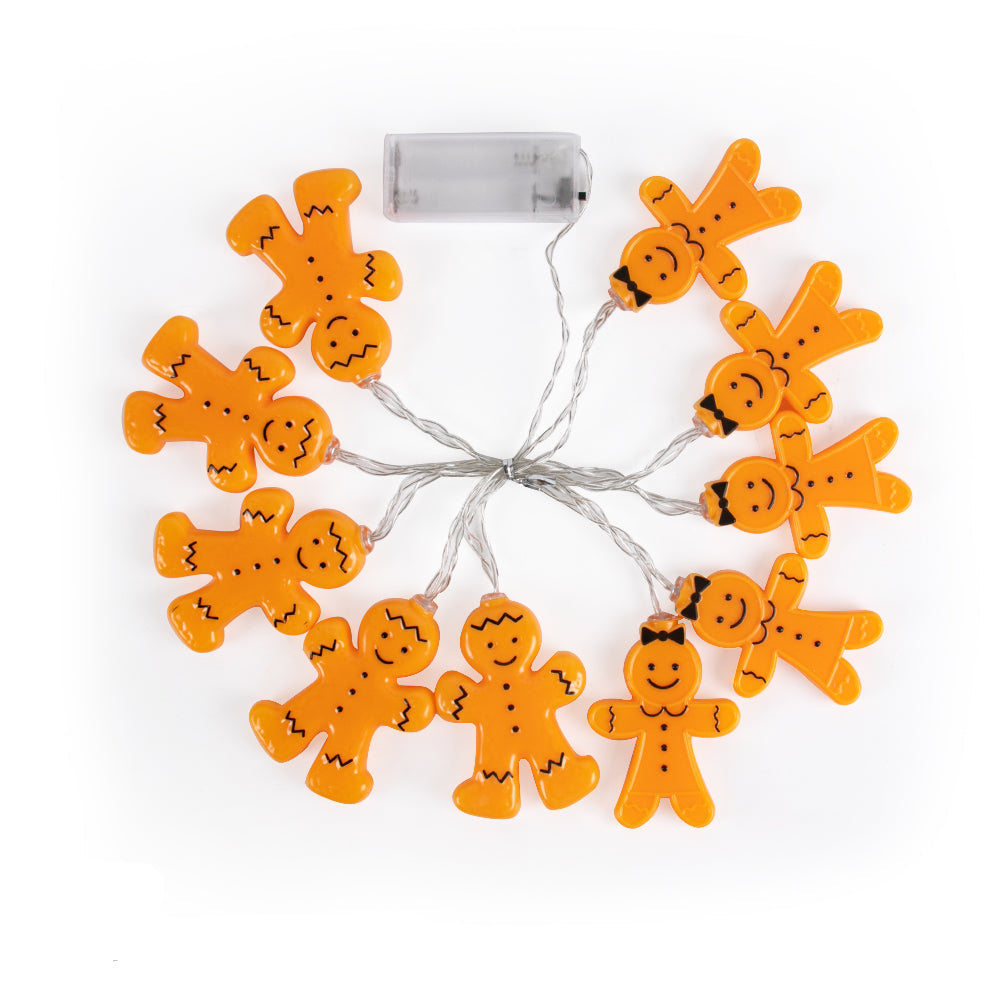 Gingerbread Man String Lights – 10 LED Christmas Fairy Lights for Trees, Bedrooms and Holiday Decor