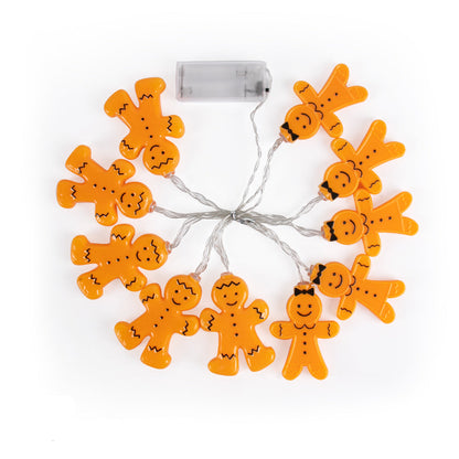 Gingerbread Man String Lights – 10 LED Christmas Fairy Lights for Trees, Bedrooms and Holiday Decor
