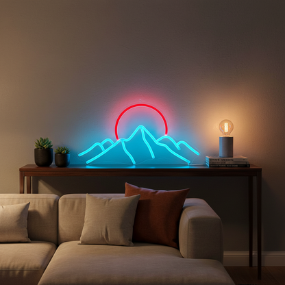 Mount Fuji Sunrise Neon Sign – Japanese Sakura USB LED Wall Decor for Gaming Rooms, Bars, Garages and Bedrooms with Artistic Glow
