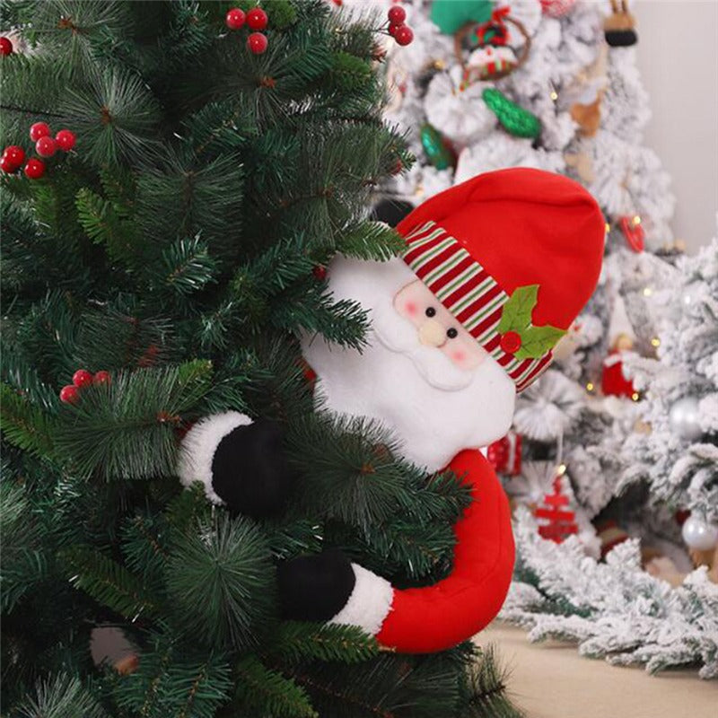 Cute Santa & Snowman Hugs-the-Tree Doll – Christmas Tree Ornament for Festive Décor, Holiday Atmosphere, Xmas Home Decoration & New Year Celebrations