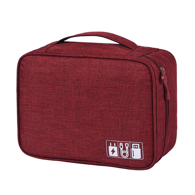 Seagull Nylon Tech Organizer Case – Two-Layer Electronic Gadget Storage Bag for Hard Drives, Cables, Pen Drives & Travel Accessories, 24×18×10 cm
