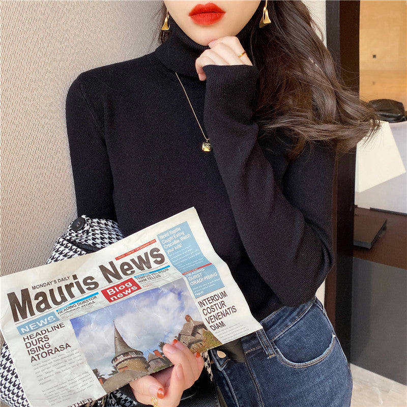 Women's Velvet Turtleneck Sweater – Thick Thermal Knit Pullover for Cozy Winter Layering and Everyday Comfort