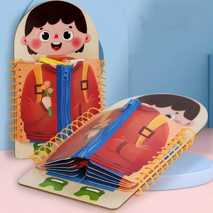 Multi-Layer Busy Board - Montessori Sensory Activity Toy for Dressing Practice, Fine Motor Skills and Learning