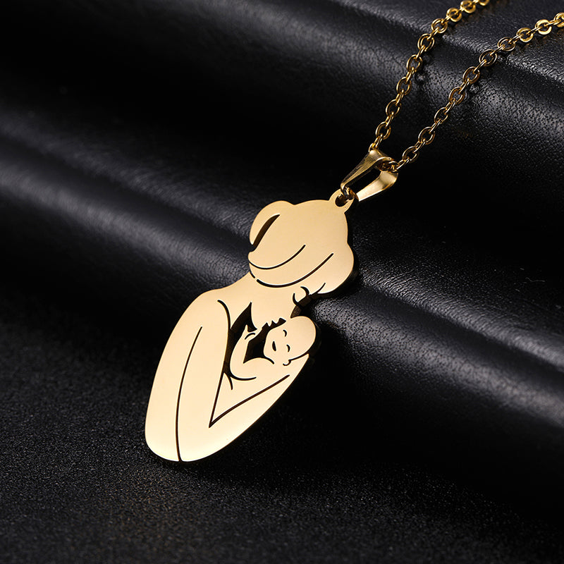 Stainless Steel Mama Choker Necklace - Letter Pendant Necklace for Women, Trendy Mother's Day Jewelry Gift for Mom Fashion Accessory