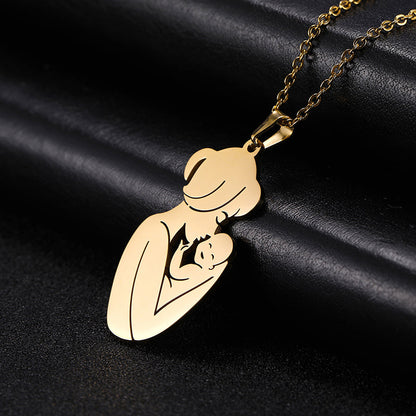 Stainless Steel Mama Choker Necklace - Letter Pendant Necklace for Women, Trendy Mother's Day Jewelry Gift for Mom Fashion Accessory