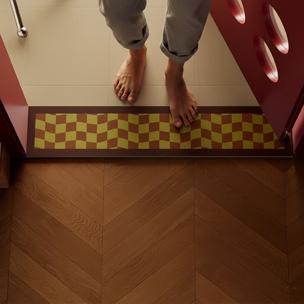 Non-Slip Bathroom Floor Mat – Water-Absorbing Diatom Mud Rug with Striped Design for Showers, Doorways and Quick-Drying Everyday Bathroom Comfort
