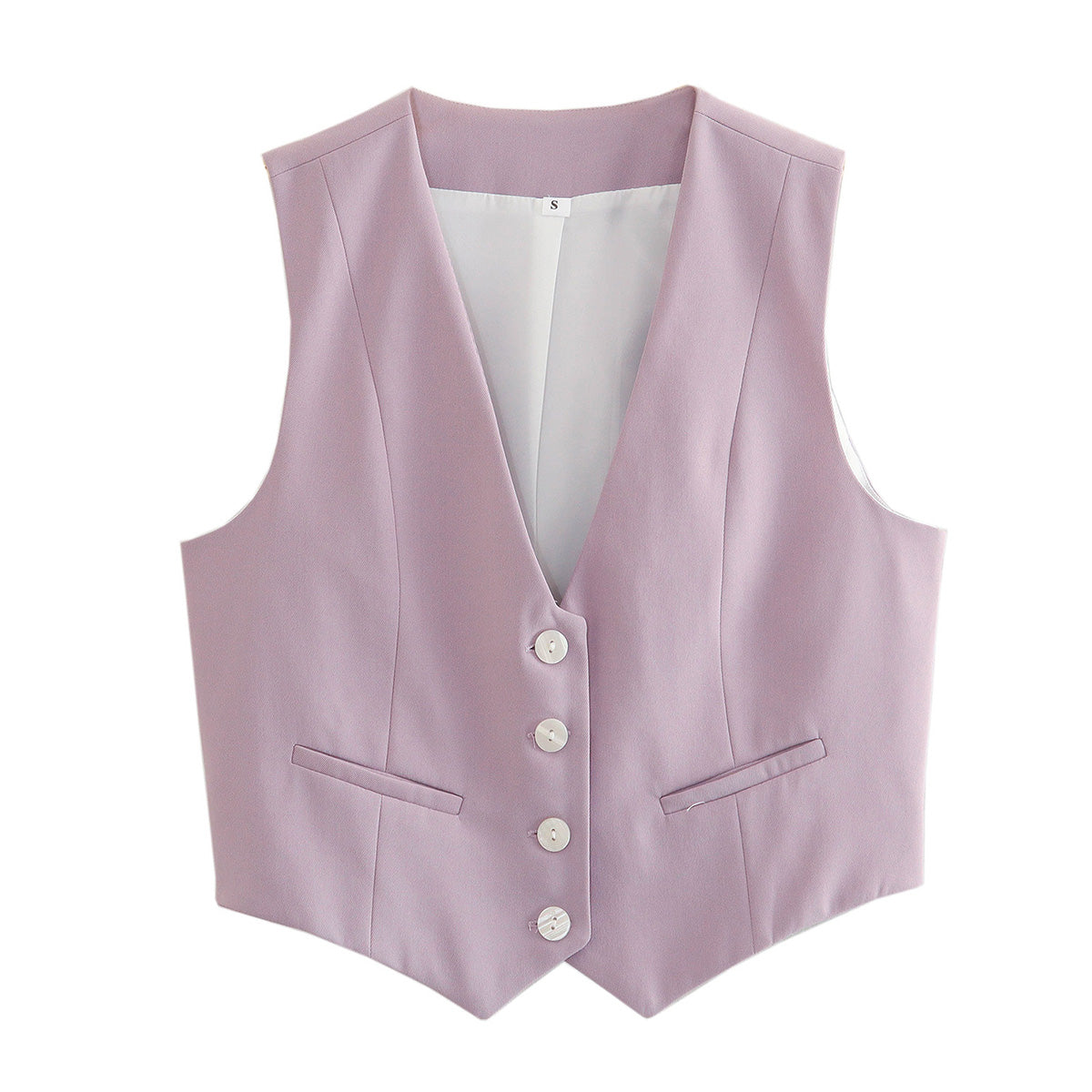 Chic V-Neck Sleeveless Vest – Elegant Women’s Single-Breasted White Waistcoat Top for Stylish Office or Casual Spring Outfits