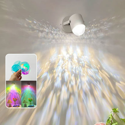 Water Ripple Wall Lamp – Rotating Sunset Ambient Night Light with Moving Shadow Effect for Bedrooms, Streaming Backgrounds and Mood Decor