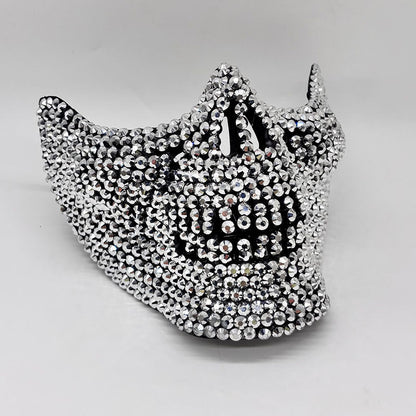Rhinestone Cat Masquerade Mask – Full Crystal Feline Half-Face Costume for Halloween, Prom, Weddings, Themed Parties and Glamorous Photo Looks