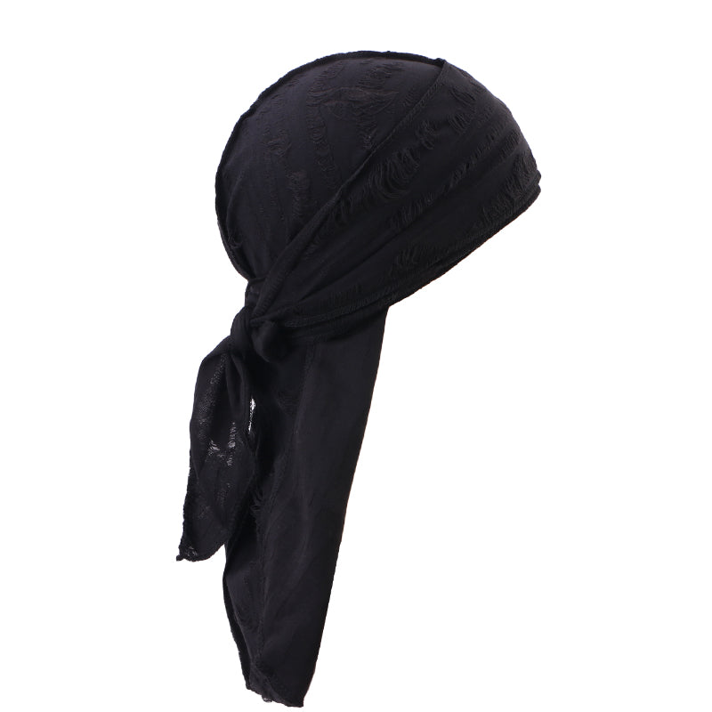 Vintage Hole Cotton Durag Headband – Long-Tail Pirate Style Bandana for Hip Hop Fashion, Cycling, and Trendy Urban Headwear