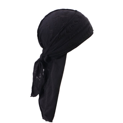 Vintage Hole Cotton Durag Headband – Long-Tail Pirate Style Bandana for Hip Hop Fashion, Cycling, and Trendy Urban Headwear
