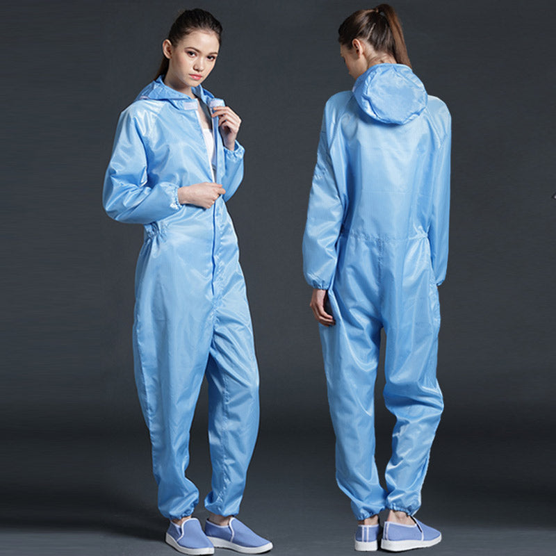 Unisex Hooded Cleanroom Coveralls – Dust-Proof Anti-Static One-Piece Work Uniform for Clean Environments, Protective Tasks and Professional Workplace Wear