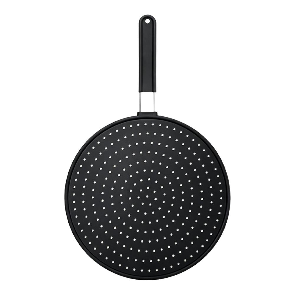 Silicone Kitchen Splatter Screen – Heat-Resistant Oil Splash Guard with Handle and Drain Board Function for Safer, Cleaner Frying and Cooking