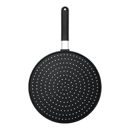 Silicone Kitchen Splatter Screen – Heat-Resistant Oil Splash Guard with Handle and Drain Board Function for Safer, Cleaner Frying and Cooking