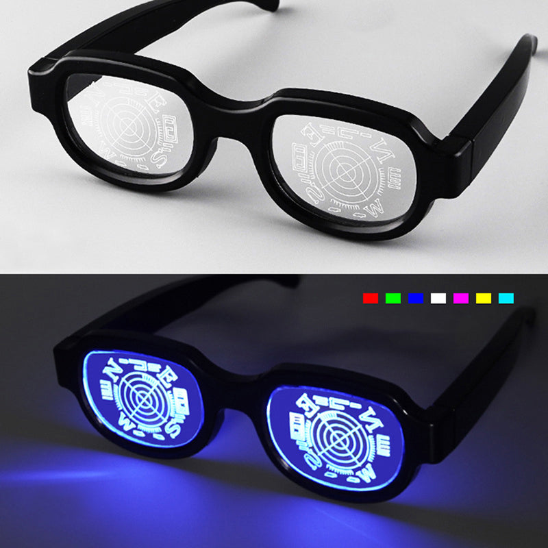LED Luminous Punk Party Glasses – Rechargeable Colorful Light-Up Eyewear for Festivals, KTV Bars, Concerts, Nightclubs & Cosplay Events