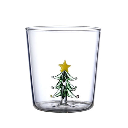 Christmas Tree Drinking Glass – 3D Double-Layer Wine and Water Goblet with Internal Holiday Figurine, Creative Festive Cup Gift Idea