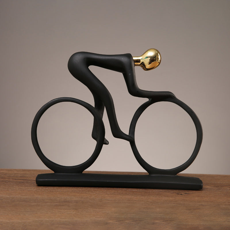 Abstract Cyclist Statue Decor - Modern Resin Bicycle Rider Figurine for Office Living Room and Sports Inspired Decoration