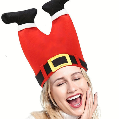 Vibrant Red Christmas Elf Pants Beanie – Funny Holiday Party Hat for Festive Celebrations, Costume Dress-Up, Santa-Themed Events, and Xmas Photo Props