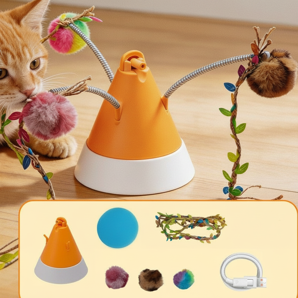 Interactive Cat Toy – 360° Rotating Laser and Simulated Meow Sound with Multiple Play Modes for Exercise, Stimulation and Indoor Entertainment