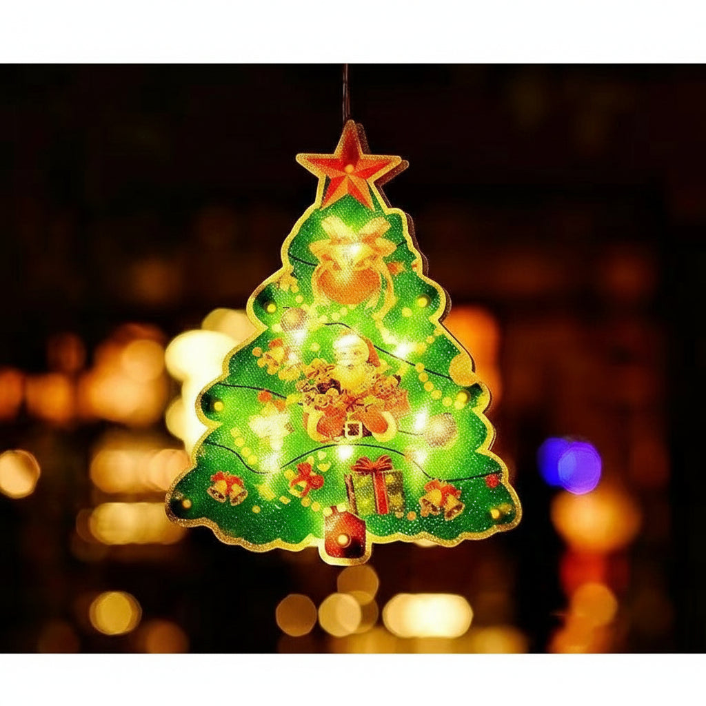 LED Suction-Cup Christmas Hanging Lamp – Santa & Snowman Holiday Window Light for Home Décor, Party Displays, New Year Celebrations & Xmas Gifts