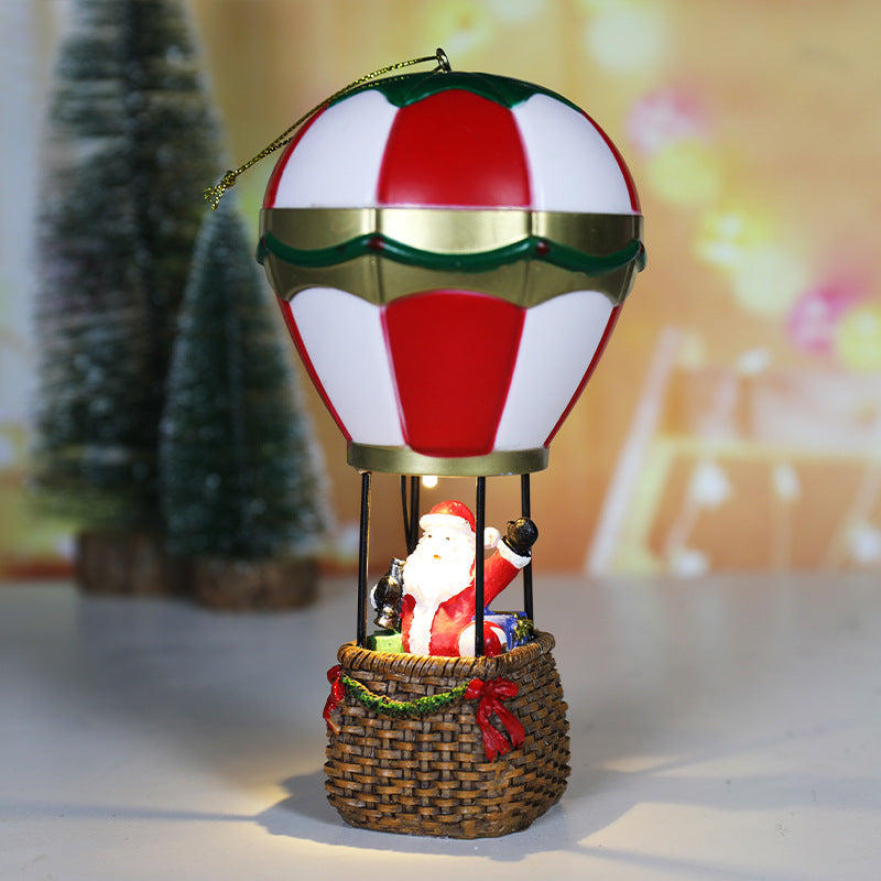 Santa & Snowman Hot Air Balloon Ornament – LED Glowing Christmas Decoration for Bedroom, Tabletop & Festive New Year Home Décor