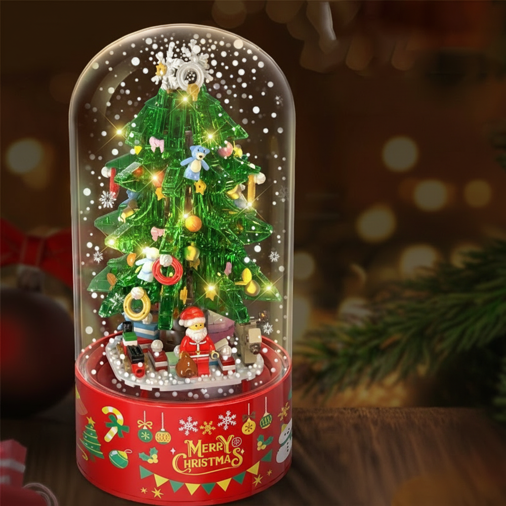 LED Crystal Christmas Tree Building Set – Rotating Musical DIY Model Kit, Sparkling Holiday Decoration & Perfect Christmas Gift for Family