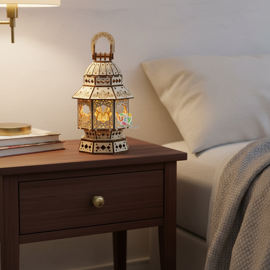 Wooden Lantern Puzzle Kit -3D Vintage Light Model Assembly DIY Desk Lamp for Teens Adults, Creative Decorative Gift