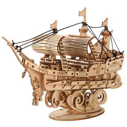 Adult DIY Wooden Boat Puzzle – Handmade 3D Assembly Craft Model Kit for Home Decor and Creative Gifting