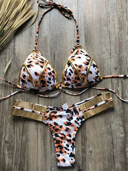 Halter Push-Up Brazilian Bikini Set – Bandage String Swimsuit for Women, Sexy Two-Piece Beachwear for 2025 Trends