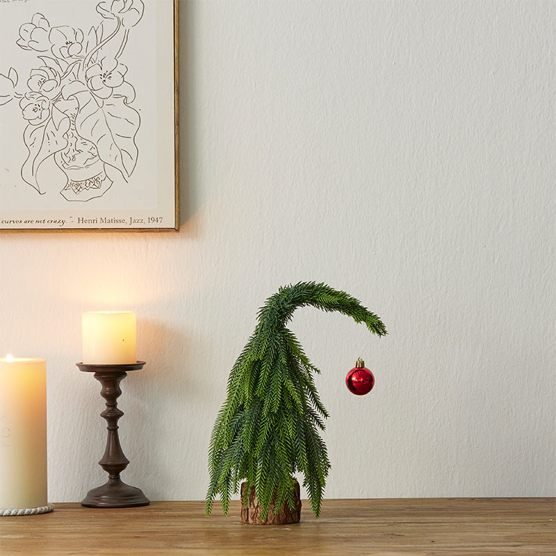 Nordic Twisted-Neck Christmas Tree – 40cm/60cm Tabletop Holiday Decoration for Home, Festive Mini Tree Ornament for Christmas & New Year Displays