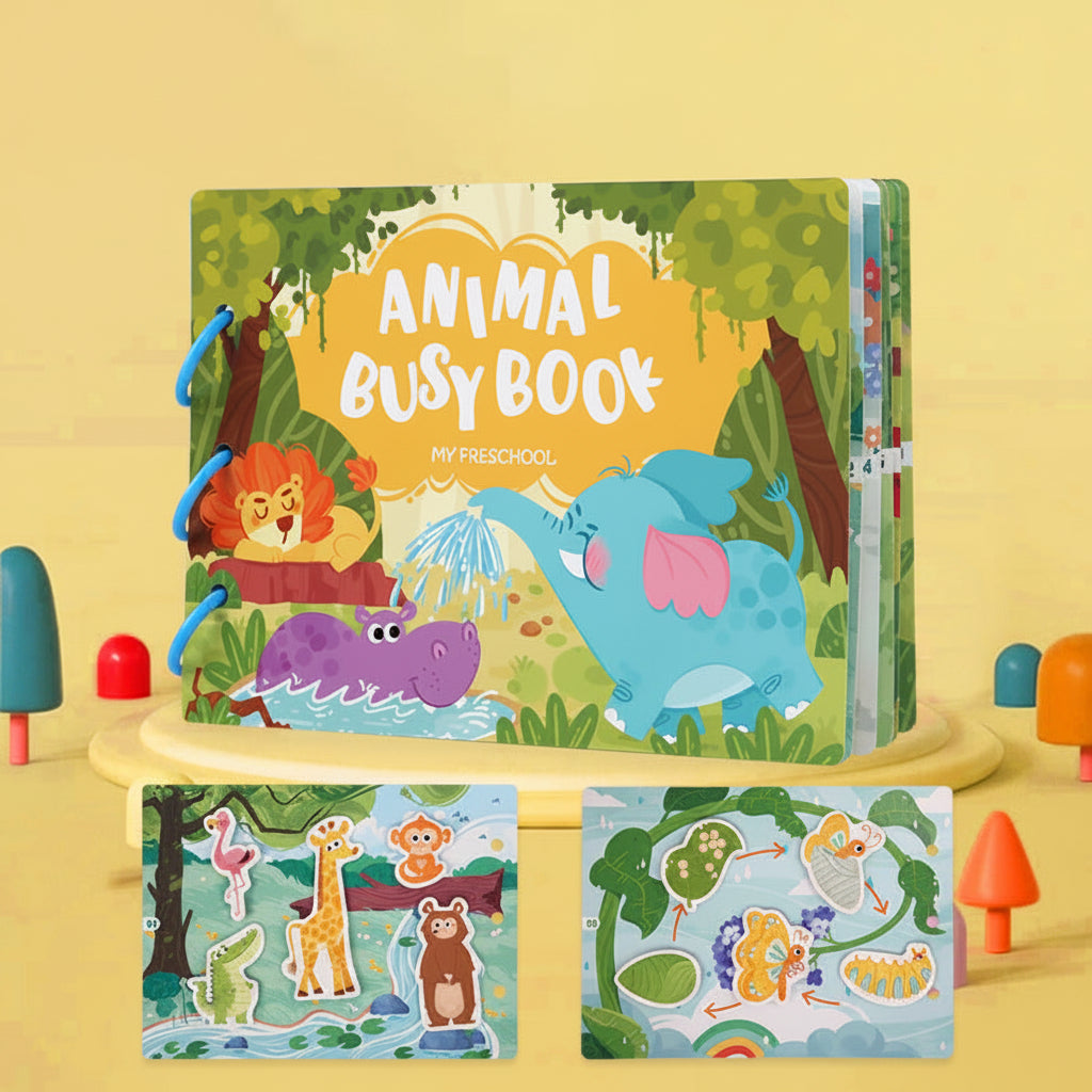 Montessori Quiet Busy Book - Early Learning Activity Binder for Toddlers with Matching Games and Skill Building