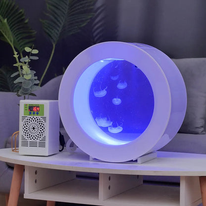Acrylic Jellyfish Fish Tank - Round Desktop Aquarium for Small Fish, Creative Modern Home Decoration and Office Display